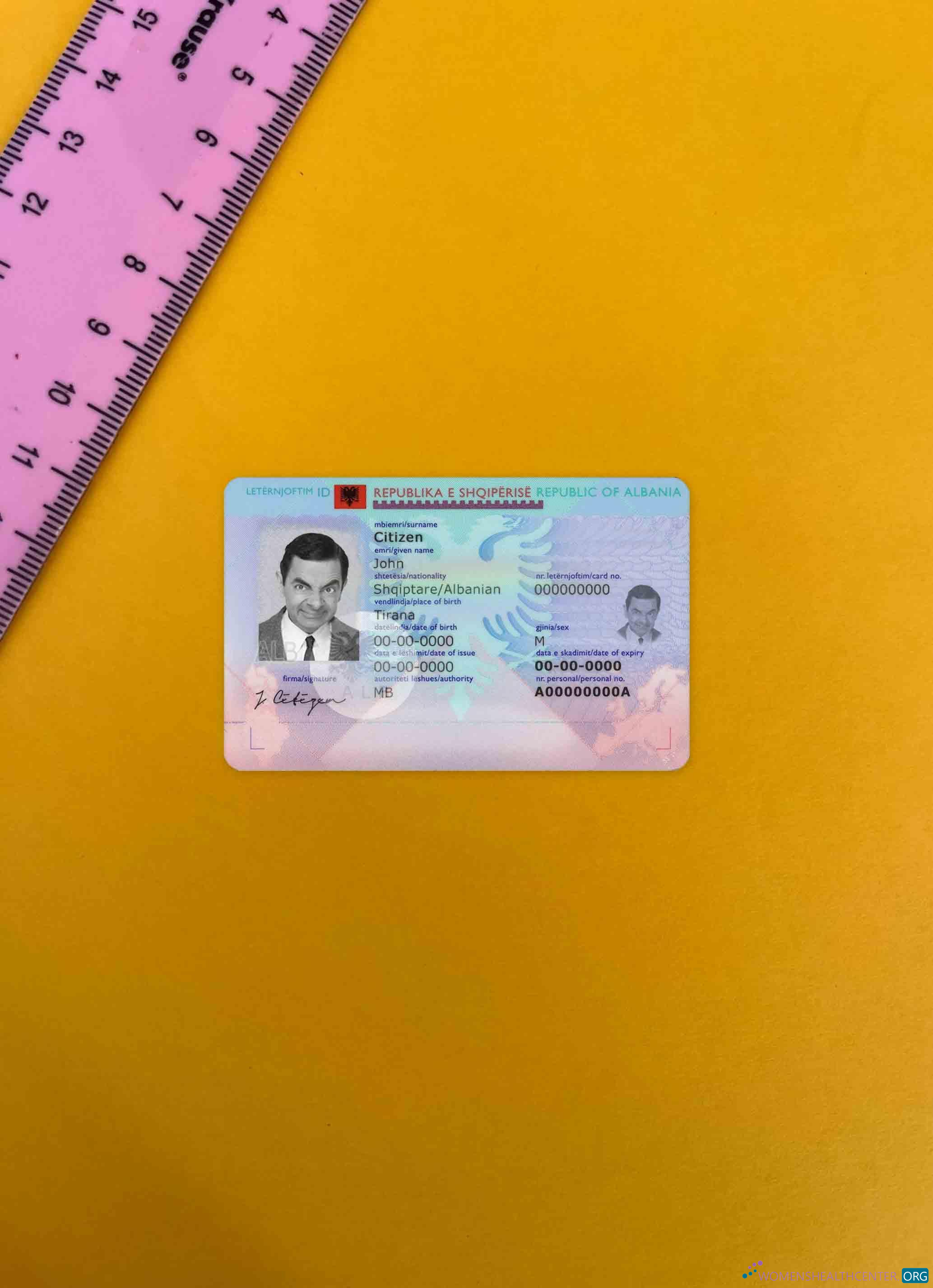 Download Albania ID photolook FRONT Photoshop template